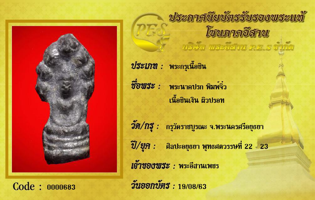 พระนาคปรก พิมพ์จิ๋ว
เนื้อชินเงิน ผิวปรอท